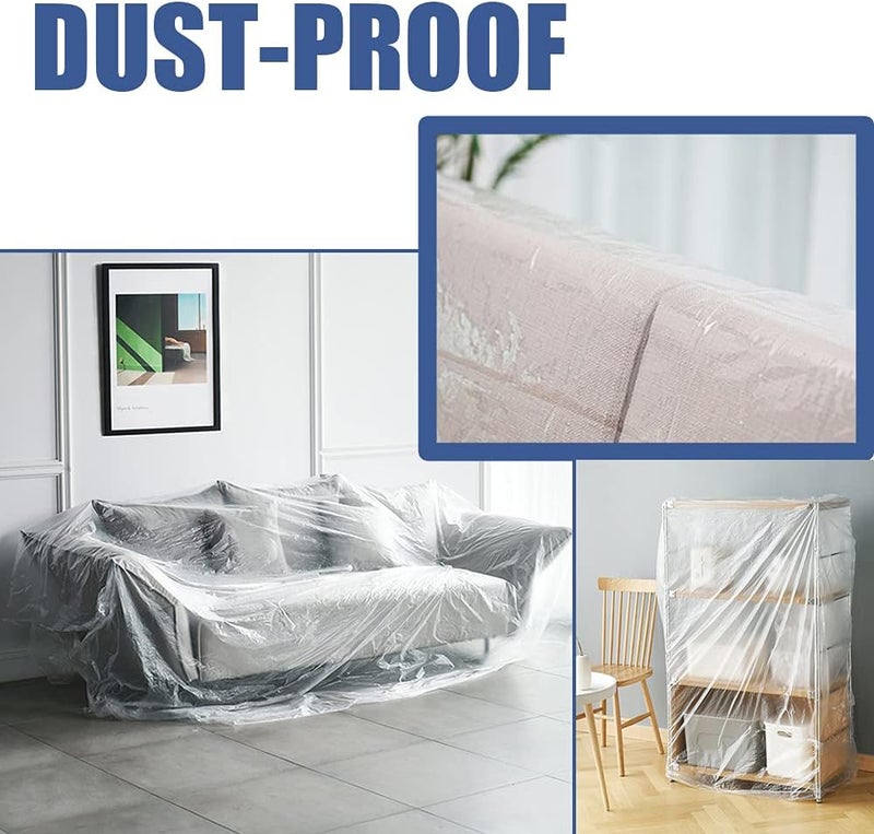 Cedolio 35 Pieces Plastic Drop Cloth, Multiple Waterproof Cloth Sheets for Painting, Dust-Proof and Rustproof, 35 Pieces 9x12 Feet Tarp, Furniture Cover - Image 4